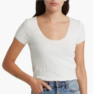 Madewell Pointelle Scoop Neck Crop Top - white - Size Small